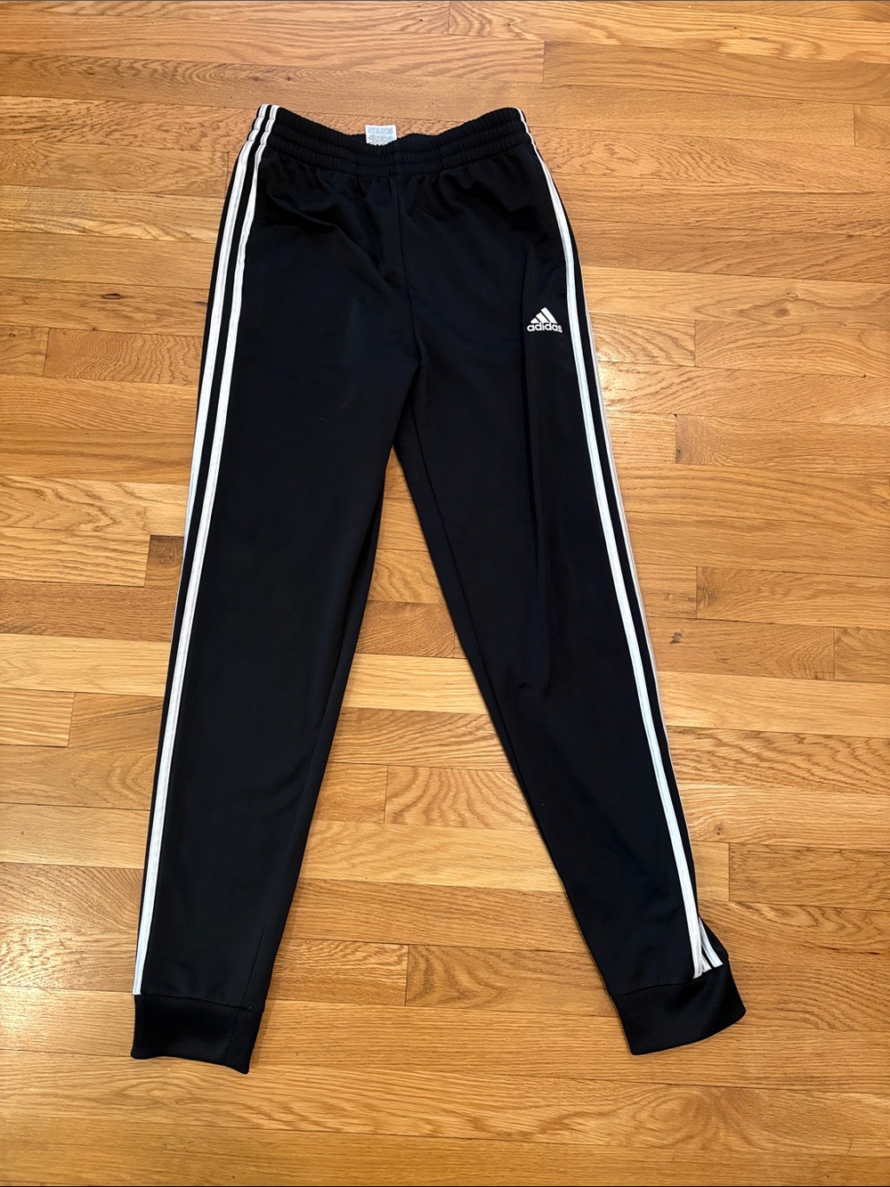Adidas Black Jogger Athletic Pants with White Stripes - Kids